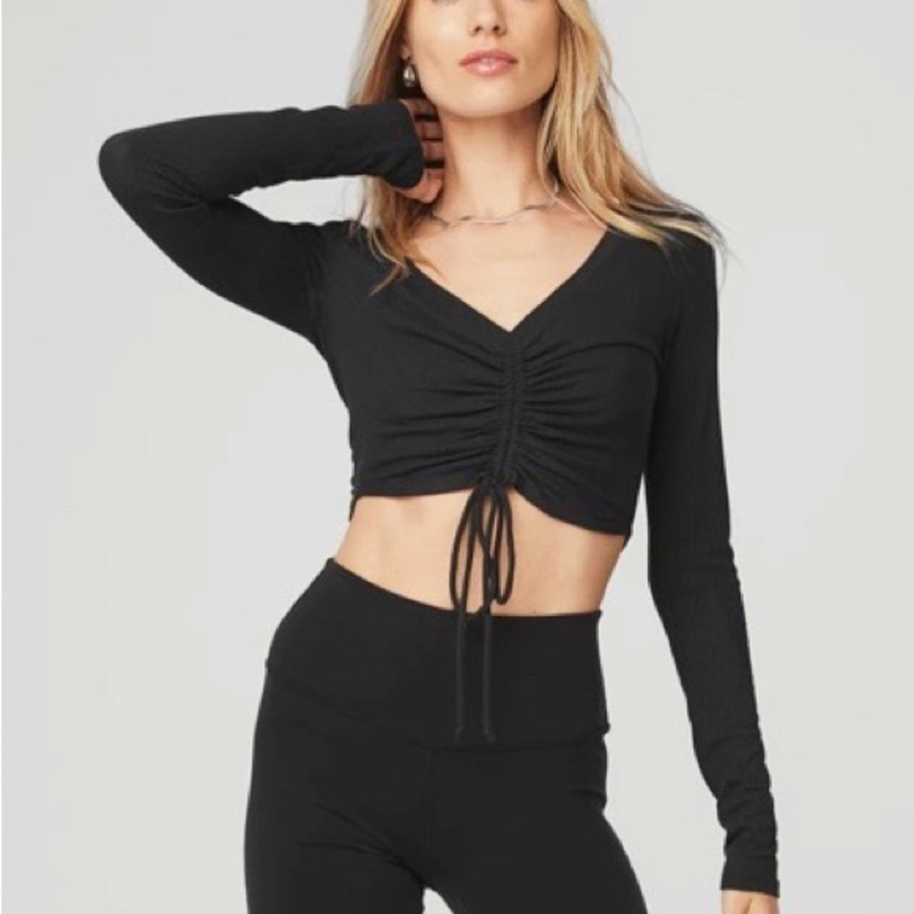 emma & sam ruched tie long sleeve